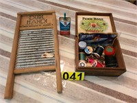 Vintage Washboard, And Sewing Kit