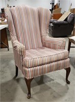 Accent chair, wing back, mauve stripping,