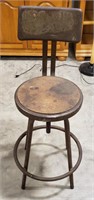Vintage swivel stool w/ back, sits approximately