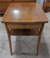 Vintage Mersman end table, one drawer and shelf,