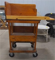 Wooden utility cart, on wheels, 37"x19"x47"