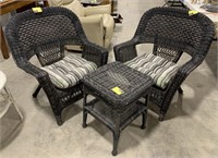 Set of Plastic Outdoor Wicker Table and Chairs