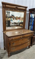 Antique dresser with mirror, 2 large drawers and