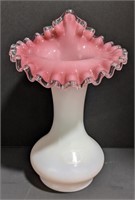 Fenton-style vase that stands 8.5" tall. White