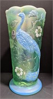 Handpainted Fenton marked vase with a floral