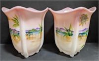 Two matching Fenton marked vases. Vases are