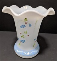 Fenton marked fluted vase. Measures 7.25 inches