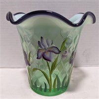 Fenton marked vase. Stands 6.5 inches tall.