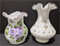 Lot of two vases. Taller case is marked Fenton