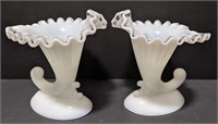 Pair of Fenton-style vases. Each stands 5.25