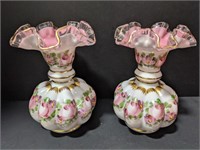 Pair of small Fenton-style vases. Unmarked. Each
