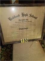 Bedford High School 1925 Diploma