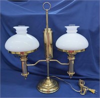 Vintage Brass Double Hurricane Accent Lamp
