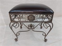 Wrought Iron / Faux Leather Top Bedroom Seat