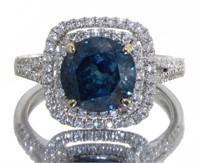 14kt Gold 3.24 ct Round Fancy Blue Diamond Ring