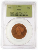 1893 MS60 Liberty Head $10.00 Gold Eagle