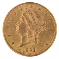 1893-S Liberty Head $20.00 Gold Double Eagle