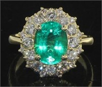 14kt Gold 3.52 ct Emerald & Diamond Ring