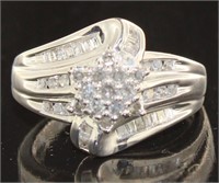Genuine 1/2 ct Baguette Diamond Cluster Ring
