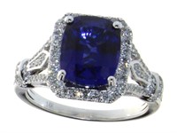 14kt Gold 4.40 ct Sapphire & Diamond Ring