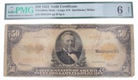 Series 1922 Large $50 United States Gold Coin Note