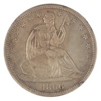 1866-S Seated Liberty Silver Half Dollar *RARE