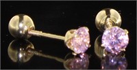 10kt Gold Pink Topaz Stud Earrings