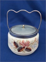 Victorian Satin Glass Biscuit Jar w/ Lid