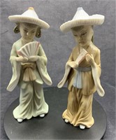 Two Oriental Figurines, One Marked Made in Japan