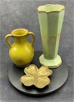 Frankoma Vase, Brass Dogwood Made In NC, Pottery