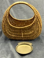 Brass Pocket Change Holder and Woven Basket