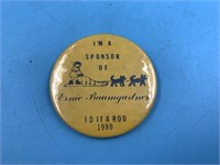 1980s Iditarod button sponsoring Ernie Baumgartner
