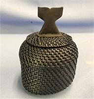 Lidded baleen basket by Carl Hank with unusual ova