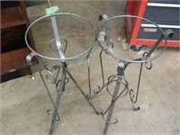 PAIR OF IRON PLANT STANDS