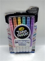 CRAYOLA TAKE NOTE! ERASABLE HIGHLIGHTERS - 6PACK