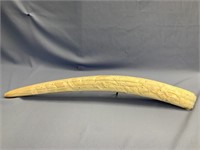 Dennis Pungowiyi relief carved walrus tusk depicti