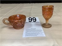 ORANGE CARNIVAL GLASS CUPS