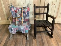 TWO CHILDS WOODEN ROCKER CHAIRS