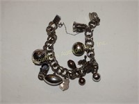 Sterling Charm bracelet  (marked on clasp) 8" -