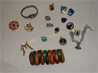Asst. bowling pins & costume jewelry, etc.