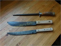 Knives & steel marked Case XX, John Primble