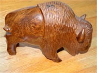 Carved wood Buffalo 5"t