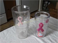2 Tervis pink ribbon breast cancer tumblers