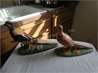 2 Ceramic Pheasants tallest is 10"