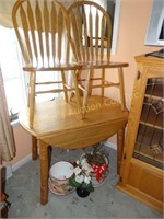 Drop leaf kitchen table (shows wear) w/2 chairs