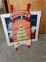 2 Painted Christmas wall hangings largest is 19"