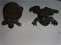 Brass Frog & Resin Turtle 7"