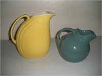 2 Hall Ceramic Pitchers, Tallest 8 inches