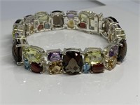 STERLING SILVER MULTI GEMSTONE BRACELET