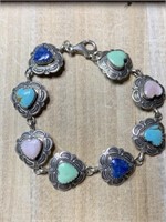 QT STERLING SILVER  STONE HEART BRACELET